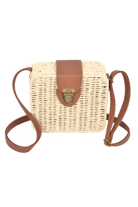 Straw Weaved Box Swing Bag