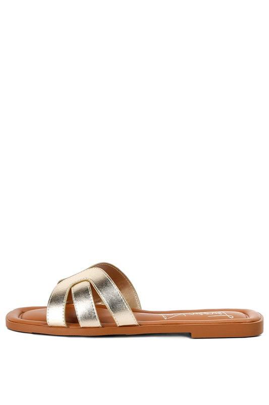 Aura Faux Leather Flat Sandals