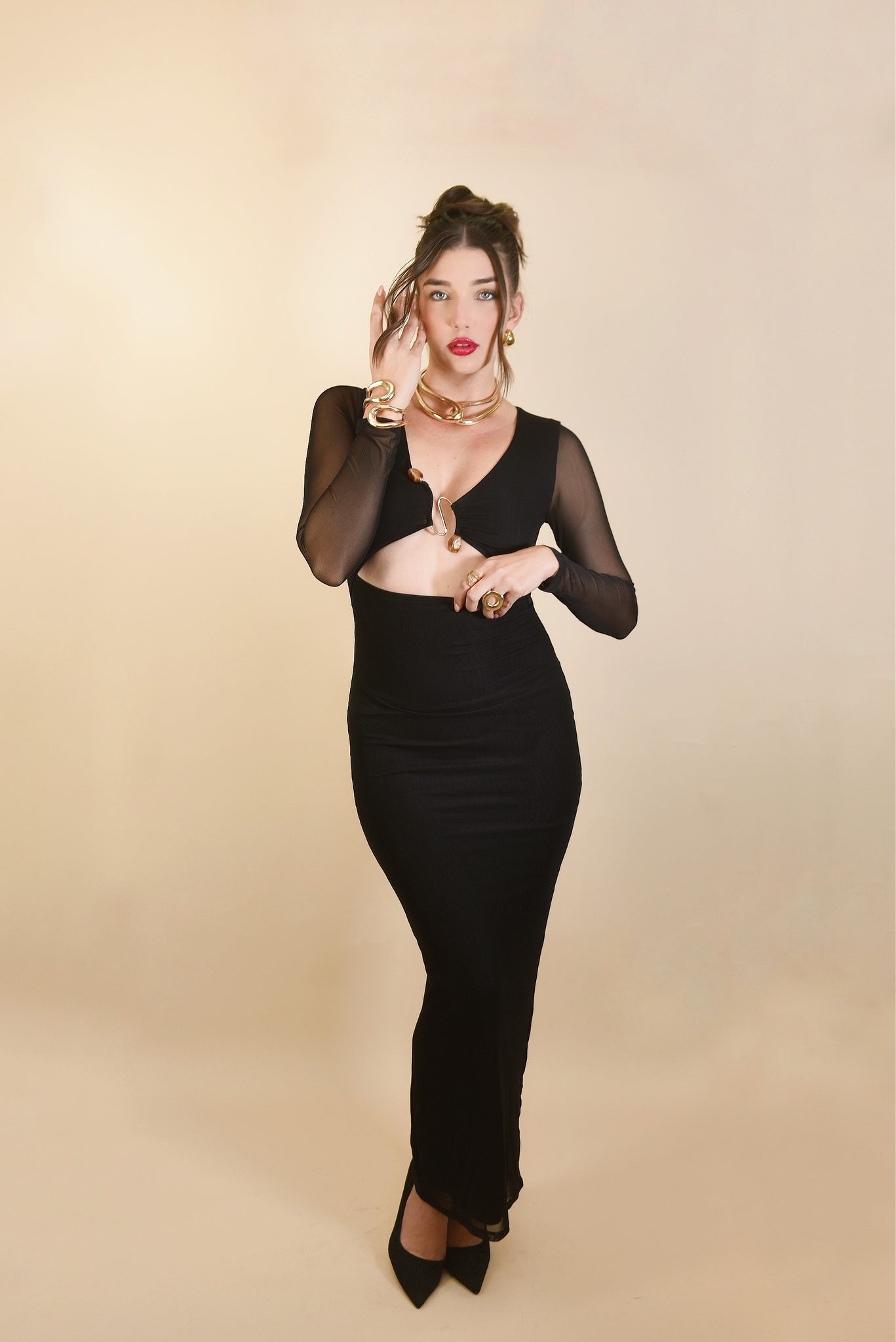 Long Slv Maxi Dress